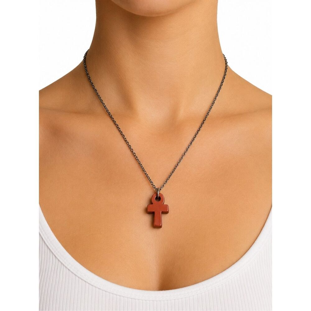 Red jasper ankh carving key of life necklace pendant eternal life Egyptian pink